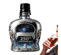 Bouteille de whisky en verre - 350 ml - Carafe d'alcool USA 250 ans - Bouteille de spiritueux de collection | Pour barmans, amants, collectionneurs, bar à domicile, vitrine, restaurants, hôtels
