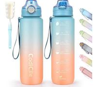 Bouteille d'eau 1 L, système de dégivrage Tritan avec bouchon étanche, idéale pour l'entraînement, l'école, les balades à vélo, les activités de plein air, le sport, le fitness et le travail.