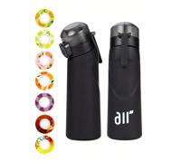 Bouteille d'eau à Air avec 1 dosette de saveur ronde aléatoire, paille de sport, tasse en plastique, anti-fuite, bouteilles de sport de voyage en plein Air, 1 pièce Deep Blue