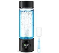 Bouteille d'eau à hydrogène - Bouteille de boisson ionisante - 460 ml - Fonctionne sur batterie - Titane - Eau riche en hydrogène - Noir