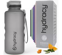 Bouteille d'eau avec paille et indicateur de temps, 2 litres, sans BPA, étanche, couleur gris argenté