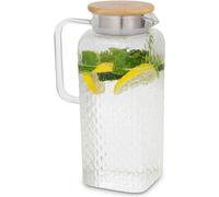 Bouteille d'eau Bamboe avec couvercle - Bouteille en verre de 2 litres pour la filtration de l'eau, en verre borosilicaté
