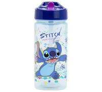 Bouteille d'eau carrée réutilisable avec paille intégrée 510 ml, motif Stitch