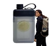 Bouteille d'eau carrée, tasse de voyage portable plate,Bouteille d'eau de voyage de 450 ml - Facile à transporter, tient dans un sac à main, rectangulaire, étanche, transparent pour les voyages, le ca
