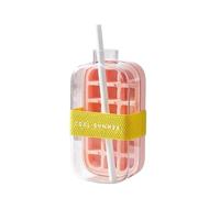 Bouteille d'eau de refroidissement à pression 2 en 1, machine à glaçons sans contact avec couvercle de moule à glace, réutilisable et Portable,For Home Kitchen Use(Pink-800ml)