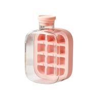 Bouteille d'eau de refroidissement à pression 2 en 1, machine à glaçons sans contact avec couvercle de moule à glace, réutilisable et Portable,For Home Kitchen Use(Pink-500ml)