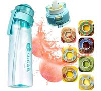 Bouteille d'eau de sport 650 ml sans BPA, kit de démarrage, avec 7 dosettes aromatisées, 0 % de sucre, bleu