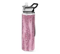 Bouteille d'eau de sport étanche 1 L rose à paillettes en plastique Tritan sans BPA pour l'école, le bureau, la gym, le cyclisme