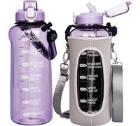 Bouteille d'eau de sport Famanu avec paille et indicateur de temps - 2 litres, sans BPA