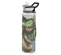 Bouteille d'eau dinosaure T-Rex, 1 litre, avec paille - Sans BPA