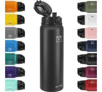 Bouteille d'eau en acier inoxydable 1 L, noire, étanche