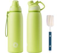 Bouteille d'eau en acier inoxydable, modèle sportif, avec couvercle magnétique, capacité de 1 litre, sans BPA, étanche, adaptée aux boissons gazeuses, isotherme, couleur vert olive