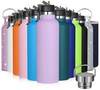Bouteille d'eau en acier inoxydable Unyqoos® de 750 ml, à double paroi isolante (maintient les boissons chaudes pendant 18 heures et froides pendant 24 heures) – Acier inoxydable 304, sans BPA, ouvert
