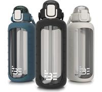 Bouteille d'eau en verre - 2,2 litres - Sans BPA - Crème - Verre borosilicaté