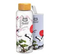 Bouteille d'eau en verre de 450 ml. Bouteille d'eau en verre réutilisable avec bouchon en bambou. Bouteille d'eau avec housse en néoprène. Modèle léger et sans BPA