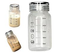 Bouteille d'eau en verre transparent de 300 ml avec marquages de mesure, couvercle anti-fuite et manchon isotherme, passe au micro-ondes (couleur A)