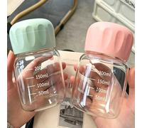 Bouteille d'eau en verre transparent mini 10.2oz, tasse à lait, tasse à café, tasse à boire portable et réutilisable, ustensile de boisson d'été, cadeau d'anniversaire de voyage et d'extérieur, décora
