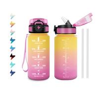 Bouteille d'eau Enfant 500ml, Gourde Motivation avec Marqueur de Temps, Gourde avec Paille, Portable, Étanche et Réutilisable, Bouteille pour Bureau, Déplacements, Gym, Course à Pied, Camping