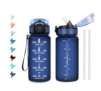 Bouteille d'eau Enfant 500ml, Gourde Motivation avec Marqueur de Temps, Gourde avec Paille, Portable, Étanche et Réutilisable, Bouteille pour Bureau, Déplacements, Gym, Course à Pied, Camping