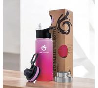 Bouteille d'eau Famanu, 500 ml - Acier inoxydable, sans BPA, 3 types de bouchons