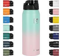 Bouteille d'eau Hydranter 750 ml en acier avec bouchon à ouverture unique - Pour l'école, les enfants, les femmes et les hommes | Étanche et résistante à la transpiration, avec bouchon anti-poussière 