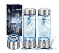 Bouteille d'eau hydrogénée améliorée, générateur d'hydrogène, machine à eau hydrogénée rechargeable avec technologie SPE/PEM, portable et rechargeable, en verre, 450 ml (lot de 2)