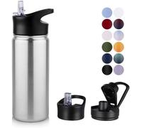 Bouteille d'eau Ibenzoa® 500 ml – Acier inoxydable 18/8, à double paroi isolée sous vide (24 heures pour les boissons froides / 12 heures pour les boissons chaudes), étanche, sans BPA, revêtue par pou