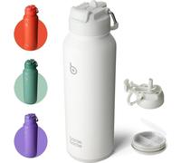 Bouteille d'eau isolée avec paille 1,2 l blanc - Bouteille de sport en acier inoxydable