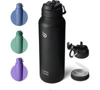 Bouteille d'eau isolée avec paille 1,2 l Noir