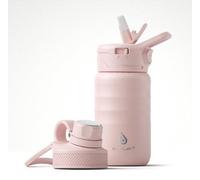 Bouteille d'eau isolée en acier inoxydable de 360 ml (12 oz), sans tube, à double paroi, avec bouchon à vis anti-fuites, bouteille de sport métallique, rose pâle.