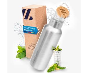 Bouteille d'eau isolée en acier inoxydable NORDMUT® + passoire à thé - Bouteille thermos lavable au lave-vaisselle - Bouteille isolante pour enfants et adultes - Bouteille d'eau anti-fuite avec passoi