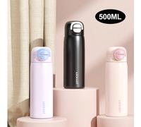 Bouteille d'eau isolée portable avec couvercle double multifonction, bouteille d'eau étanche pour l'eau, le thé, le café, avec bouchon à paille rabattable et bouchon à large ouverture, pour les voyage