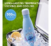 Bouteille d'eau isolée sous vide en acier inoxydable à double paroi Miniso Disney Stitch - Forme de cola - Bouteille d'eau métallique réutilisable thermos - Gourde de sport étanche 500 ml Cartoon,Lett