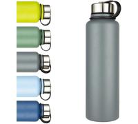 Bouteille d'eau isotherme de 1,5 litre avec bouchon à vis, sans BPA, bouteille de sport anti-fuites, bouteille en métal, acier inoxydable, pour le sport, le fitness et les activités de plein air (gris