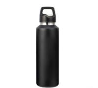 Bouteille d'eau isotherme de 600 ml avec ouverture à une main et sans bouchon à vis, conserve les boissons chaudes pendant 24 h et les boissons froides pendant 12 h (noir)