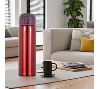 Bouteille d'eau isotherme en acier inoxydable, 500 ml, parfaite pour l'école et le café, couvercle à bouton-poussoir, bouteille isotherme à double paroi en métal sans BPA, anti-fuite, gobelet de