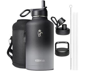 Bouteille d'eau isotherme en acier inoxydable de 2 litres, noir/gris