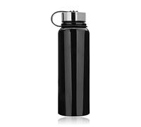 Bouteille d'eau isotherme noire 1500 ml Gourde portable en acier inoxydable de grande capacité idéale pour le sport la randonnée et les activités de plein air