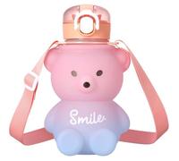 Bouteille d'eau Kawaii avec paille, gourde ours 800 ml, anti-fuite, avec bandoulière, pour adolescentes, enfants, filles