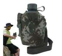 Bouteille d'eau militaire - Bouteille d'eau de cantine en aluminium - Bouteilles isothermes avec housse de camouflage, fioles d'hydratation de randonnée de 1 L avec sangle, récipient isotherme pour