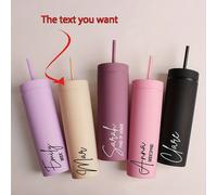 Bouteille d'eau personnalisable avec texte créatif et paille, tasse droite unisexe, cadeau pour lui/elle, petit ami, petite amie, papa, maman, famille, amis, pendaison de crémaillère, bureau, école, m