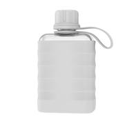 Bouteille d'eau plate fine de 240 ml - Bouteille de poche anti-fuite avec housse en silicone | Bouteille de voyage carrée transparente | Mini gourde portable pour le sac à main | Bouteille