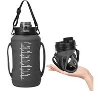 Bouteille d'eau pliable en silicone - anti-fuite et portable - 2 litres - noir
