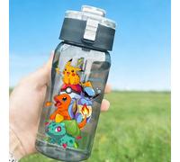 Bouteille d'eau Pokémon Charizard 600 ml, gobelet transparent avec paille pour enfants, Pikachu, Bulbasaur, dessin animé, garçon, fille, bouteilles à boisson pour l'extérieur CWJL3125