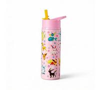 Bouteille d'eau Pokémon Eevee sous licence officielle 750 ml en acier inoxydable avec couvercle rabattable - Bouteille de sport anti-fuite et isolée pour boissons chaudes et froides