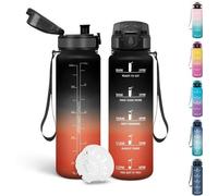 Bouteille d'eau pour enfants Unyqoos® de 500 ml – avec indicateurs de temps et citations motivantes, étanche, sans BPA, ouverture à une main, couvercle anti-poussière, surface mate, idéale pour l'écol