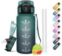 Bouteille d'eau pour enfants Unyqoos® de 500 ml avec paille et indicateurs de temps – sans BPA, adaptée au contact alimentaire, facile à ouvrir d'une seule main, couvercle rabattable avec sécurité, ét
