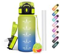 Bouteille d'eau pour enfants Unyqoos® de 500 ml, sans BPA, avec paille en silicone de qualité alimentaire, couvercle rabattable étanche avec système de sécurité, ouverture à une main