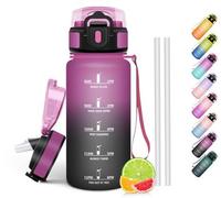 Bouteille d'eau pour enfants Unyqoos® de 500 ml, sans BPA, avec paille, indicateurs de temps et protection anti-fuite à 360°, fabriquée en plastique de qualité alimentaire, utilisable de -10°C à 80°C