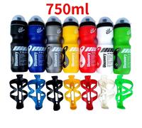 Bouteille d'eau pour vélo de montagne et de route, 750ml, bouilloire de cyclisme en plein air, portable avec porte-bouteille, accessoire de vélo Red